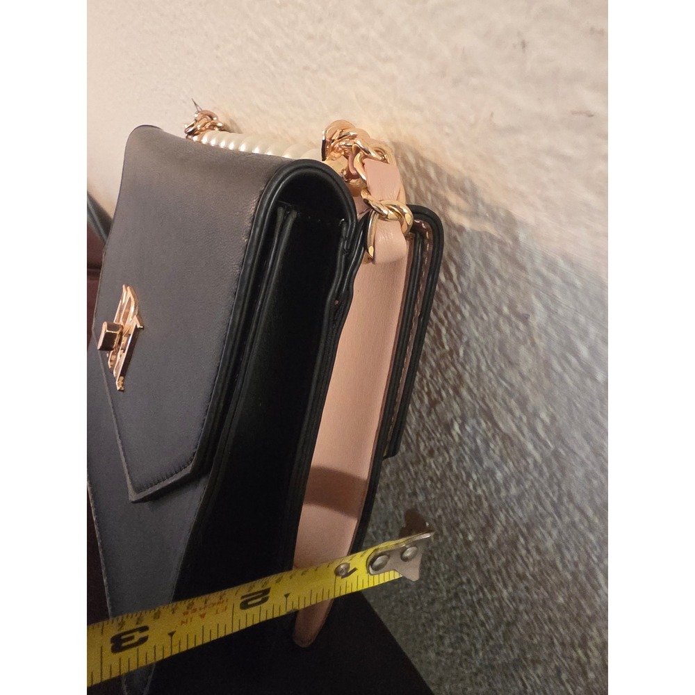 Badgley Mischka Vegan Leather Pearl Crossbody‎ Bag Black Blush Pink BM Handbag - Picture 8 of 8
